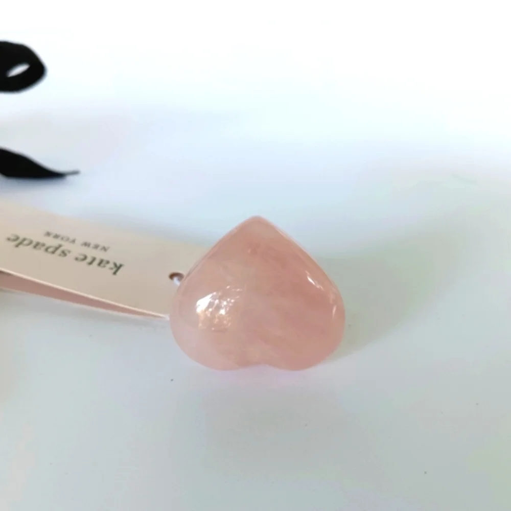 NWT Kate Spade Open Heart  Pink Quartz Stone + Goldtone Ring Size 6
